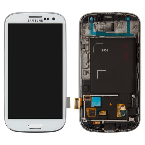 Дисплей для Samsung I9305 Galaxy S3, білий, Оригінал переклеєне скло 
