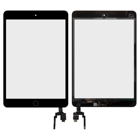 Сенсорний екран для Apple iPad Mini 3 Retina, з мікросхемою, з кнопкою HOME, чорний, з мікросхемою, з кнопкою HOME