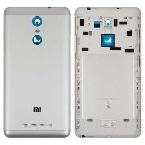 Задня панель корпуса для Xiaomi Redmi Note 3, срібляста, біла, з боковою кнопкою, Original PRC 