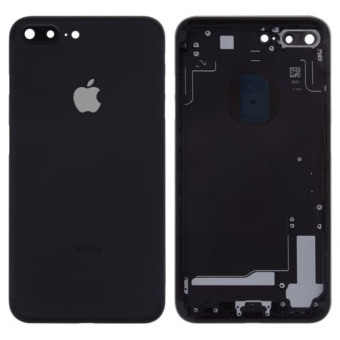 Корпус для Apple iPhone 7 Plus, черный, с держателем SIM карты, с боковыми кнопками, матовый, Black Matte