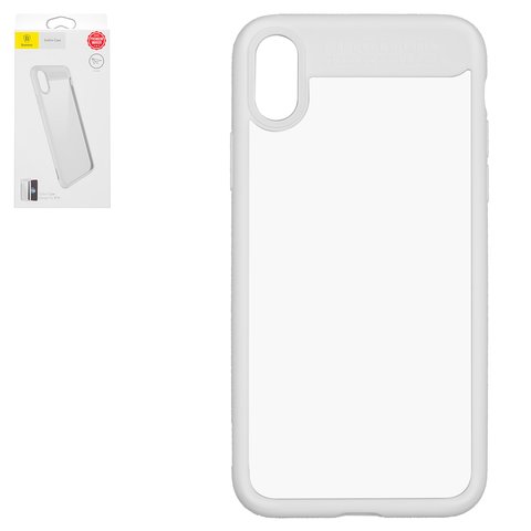 Чехол Baseus для iPhone X, белый, прозрачный, стекло, силикон, #ARAPIPHX SB02