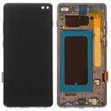 Дисплей для Samsung G975 Galaxy S10 Plus, черный, с рамкой, Оригинал (переклеено стекло)