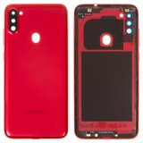 Задня панель корпуса для Samsung A115 Galaxy A11, червона, із склом камери