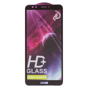 Защитное стекло All Spares для Huawei Honor 7C Pro 5,99", Y7 2018 , Y7 Prime 2018 , совместимо с чехлом, Full Glue, черный, cлой клея нанесен по всей поверхности