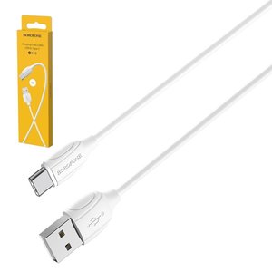 USB кабель Borofone BX19, USB тип C, USB тип A, 100 см, 3 A, белый, #6931474701800