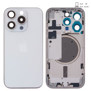 Корпус для iPhone 15 Pro, білий, з тримачем SIM карти, з боковими кнопками, Original PRC , EU Version, white titanium