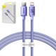 USB кабель Baseus Crystal Shine Series, USB тип-C, Lightning, 120 см, 20 Вт, фіолетовий, в нейлоновому обплетенні, #CAJY000205