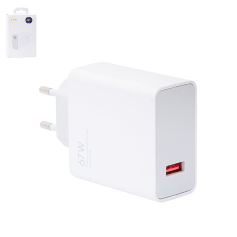 Мережевий зарядний пристрій для Apple, 67 Вт, Quick Charge, білий, 1 порт, service pack box