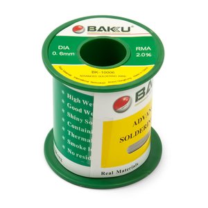 Estaño BAKU BK 10006, Sn 97% , Ag 0,3%, Cu 0,7%, flujo 2%, 0,6 mm, 100 g