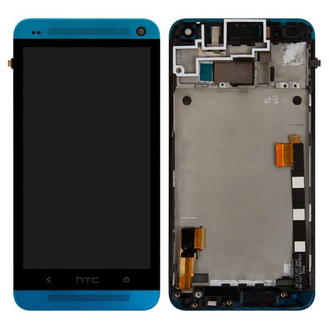 Pantalla LCD puede usarse con HTC One M7 801e, azul claro, Original PRC 