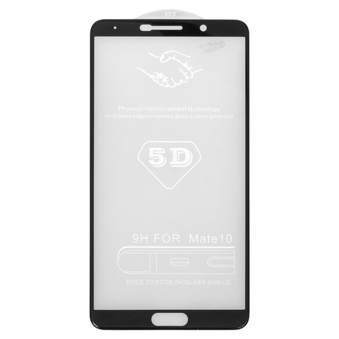 Tempered Glass Screen Protector All Spares compatible with Huawei Mate 10 ALP L09 , Mate 10 ALP L29 , 5D Full Glue, black, the layer of glue is applied to the entire surface of the glass 