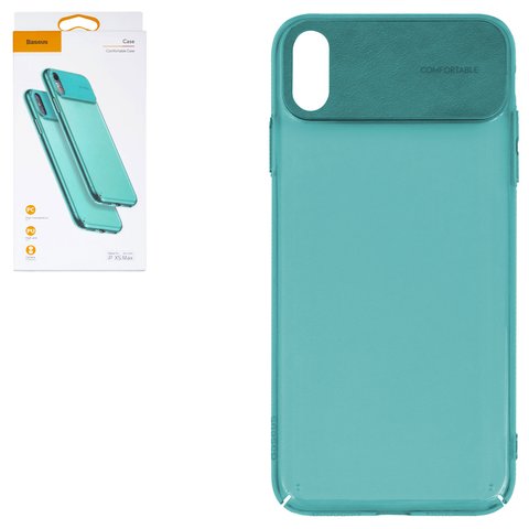 Case Baseus compatible with iPhone XS Max, blue, with PU Leather insert, transparent, PU leather, plastic  #WIAPIPH65 SS13