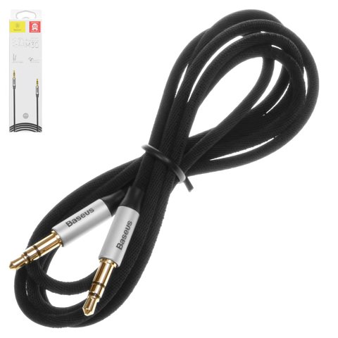AUX Cable Baseus UPA02, TRS 3.5 mm, 100 cm, black, TRS 3.5 mm to TRS 3.5 mm, nylon braided 