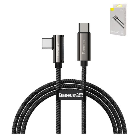 USB Cable Baseus Elbow, 2xUSB type C, 100 cm, 100 W, 5 A, black  #CATCS 01