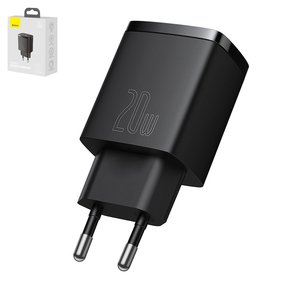 Mains Charger Baseus Compact, 20 W, Quick Charge, black, 2 outputs  #CCXJ B01