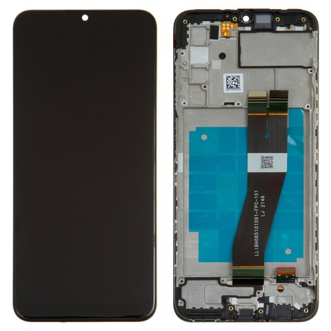 Дисплей для Samsung A037G Galaxy A03s, черный, с рамкой, Original PRC , c черным шлейфом, 162x72 mm 