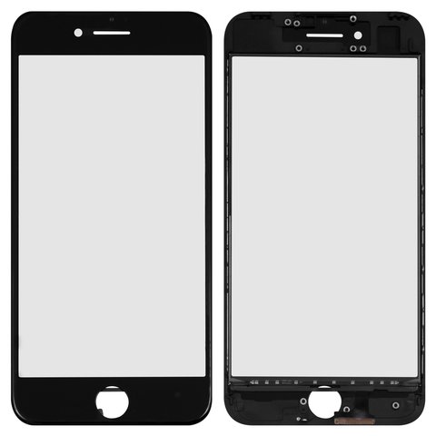 Сенсорный экран для iPhone 7, с рамкой, с ОСА пленкой, черный, AAA