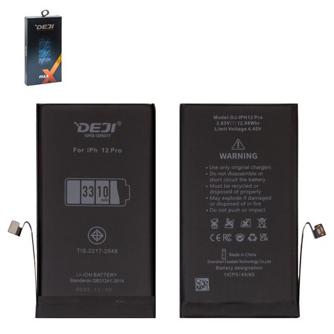 Batería Deji puede usarse con Apple iPhone 12 Pro, Li ion, 3.82 V, 3310 mAh, mayor capacidad, original IC