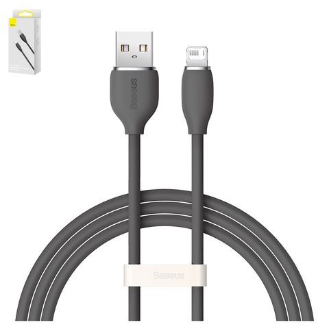USB кабель Baseus Jelly Liquid Silica Gel, USB тип A, Lightning, 120 см, 2,4 А, черный, #CAGD000001