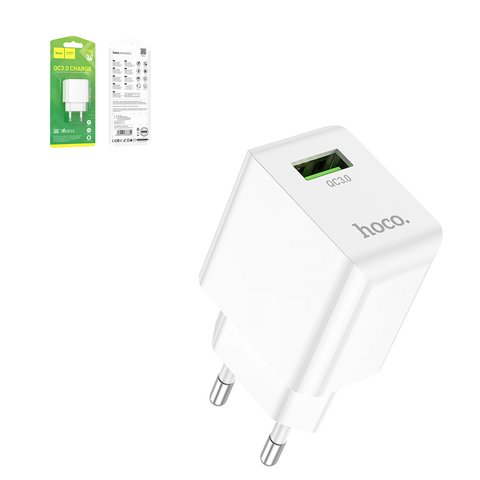 Mains Charger Hoco C98A, 18 W, Quick Charge, white, 1 output  #6931474766854