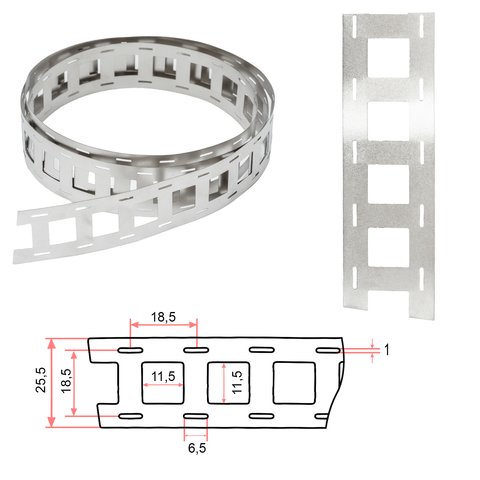 Cinta de níquel para soldar baterías 18650 2P, 0.15 mm, 18.5 mm, 1 m, acero niquelado