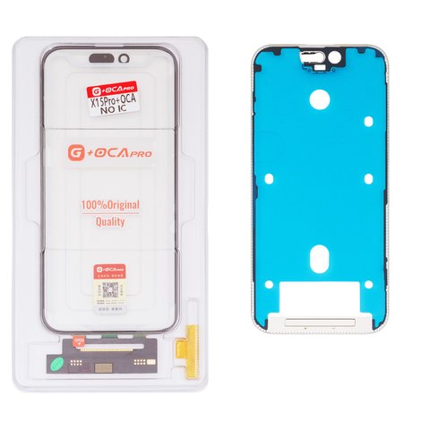 Touchscreen G+OCA PRO compatible with iPhone 15 Pro, with OCA film, with frame, black, without microcircuit 