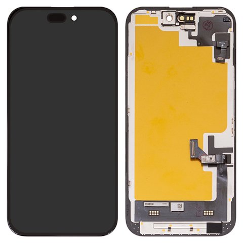 LCD compatible with iPhone 15, black, with frame, HC, without error, OLED , DD OLED OEM soft, diagnosable 