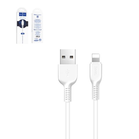 USB дата кабель Hoco X20, USB тип A, Lightning для Apple, 100 см, 2,4 А, білий