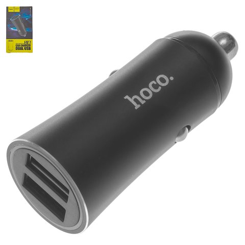 Автомобільний зарядний пристрій Hoco Z30A, 2 USB виходи 5В 2,4А , чорне