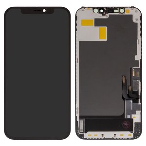 Дисплей для iPhone 12, iPhone 12 Pro, черный, с рамкой, HC, без микросхемы, OLED , GK OEM hard