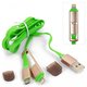 Cable USB, USB tipo-A, micro USB tipo-B, Lightning, verde