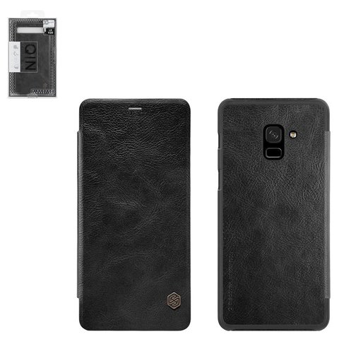 Funda Nillkin Qin leather case puede usarse con Samsung A730 Galaxy A8+ 2018 , negro, libro, plástico, cuero PU, #6902048151666