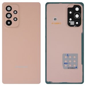 Задня панель корпуса для Samsung A536 Galaxy A53 5G, персикова, із склом камери
