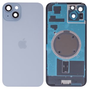 Задняя панель корпуса для iPhone 15 Plus, голубая, со стеклом камеры, HC