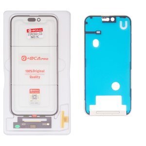 Сенсорний екран G+OCA PRO для iPhone 15 Pro Max, з рамкою, з ОСА плівкою, чорний, без мікросхеми