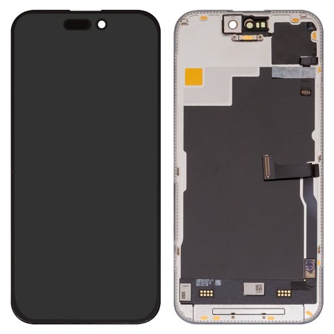 Дисплей для iPhone 15 Pro, чорний, з рамкою, без помилки, Box , OLED , GXQC soft, 120Hz