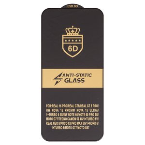 Захисне скло ESD 6D для Realme 16 Pro; Infinix Note 60 X6879 , Note 60 Pro X6878 ; Motorola Moto G67, Moto G77; Xiaomi Poco X8 Pro Max 5G, сумісне з чохлом, Full Glue, Anti Static, без упаковки , чорний